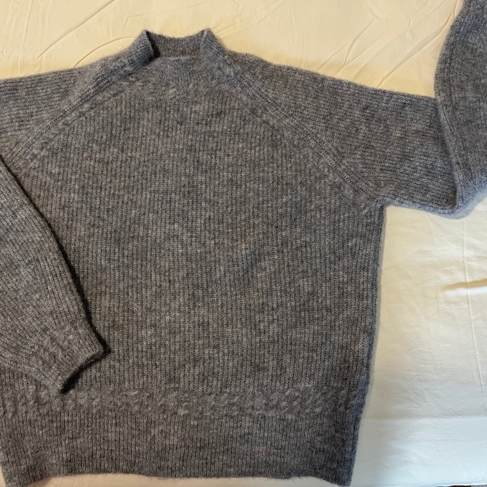 Sezane Mock Neck Turtleneck Sweater Pullover Alpaca Gray Size XXS